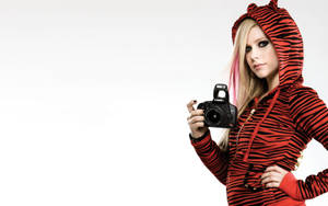 Avril Lavigne In Tiger Jacket Wallpaper