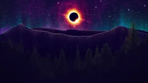 Awesome Solar Eclipse With Aurora Wallpaper