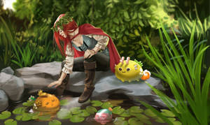 Axie Infinity Woman In River Wallpaper