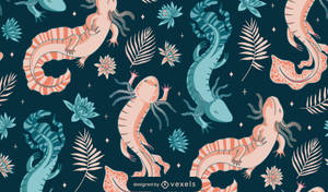 Axolotl Pattern Pink And Blue Wallpaper