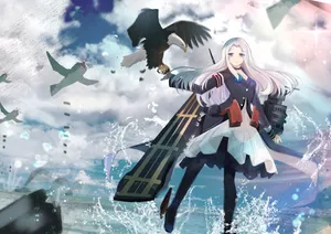 Azur Lane Enterprise With Seagulls Wallpaper