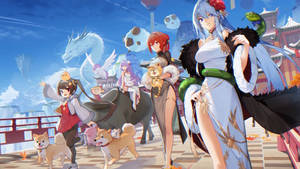 Azur Lane Heroes With Pets Wallpaper