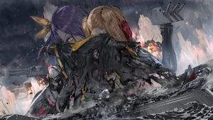 Azur Lane Northampton And Hornet In Storm Wallpaper