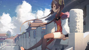 Azur Lane Ping Hai At Chinese Temple Wallpaper