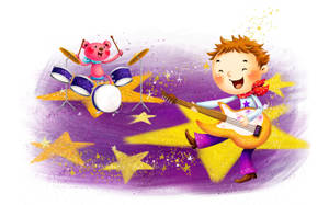 Baby, Boy, Drawing, Guitar, Drums, Music Wallpaper