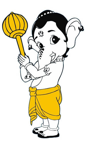 Baby Ganesh Yellow Black Art Wallpaper