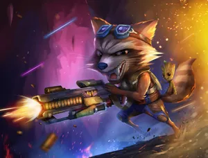 Baby Groot And Rocket Colorful Wallpaper