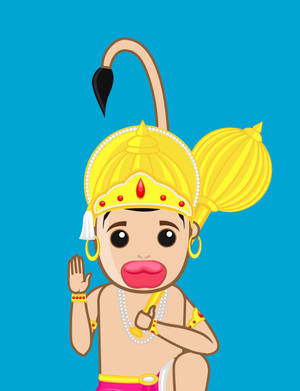 Baby Hanuman Hand Raised Wallpaper