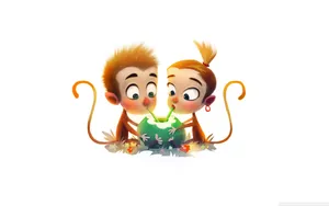 Baby Monkey Couple Wallpaper
