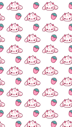 Baby Strawberry Cow With Horns Wallpaper