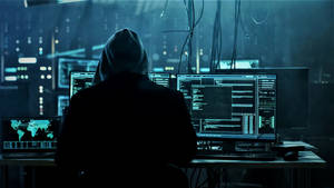 Back View Of Hacker Working 3d Wallpaper