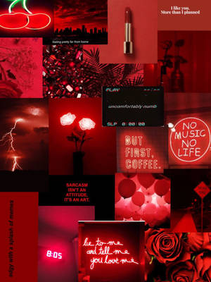 Baddie Aesthetic Red Collage Wallpaper