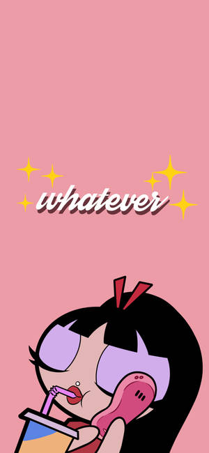 Baddie Cartoon Blossom Saying Whatever Wallpaper