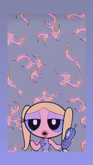 Baddie Cartoon Bubbles On Flames Wallpaper