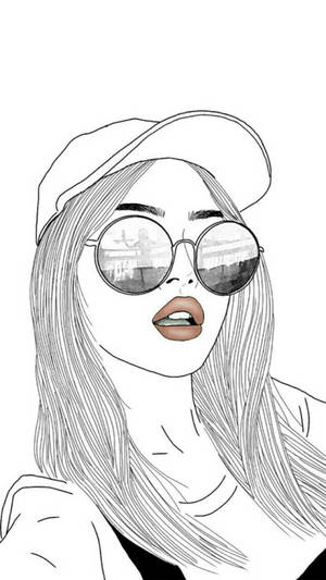 Baddie Cartoon Girl With Cap And Shades Wallpaper