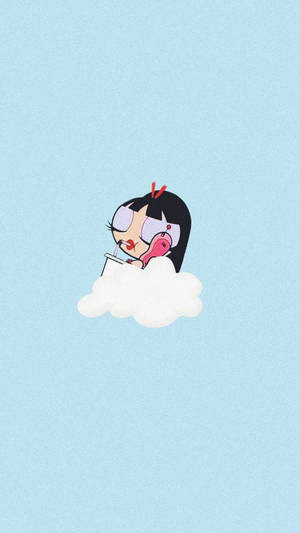 Baddie Cartoon Powerpuff Girl With Black Hair Wallpaper