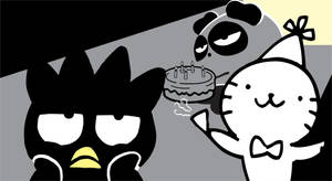 Badtz Maru And Pandaba With Cake Wallpaper