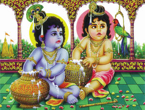 Bal Krishna With Balarama Wallpaper