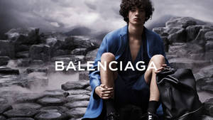 Balenciaga Model In Suit Wallpaper