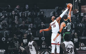 Bam Adebayo Block In Selective Photography Wallpaper