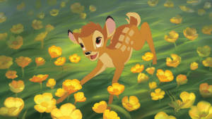 Bambi In Flower Field Wallpaper