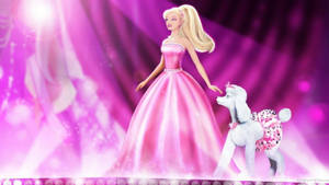 Barbie And Dog In Spotlight Wallpaper