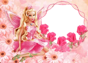 Barbie Roses Photo Frame Wallpaper