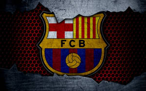 Barcelona Fc Logo Metal Texture Wallpaper