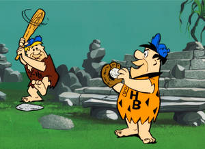Barney And Fred Flintstone Play Baseball Wallpaper