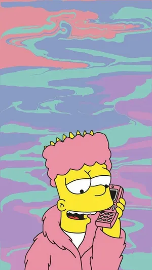 Bart Simpson In A Pink Robe Trippy Wallpaper