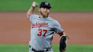 Baseball Pitcher James Strasburg Throwing A Ball Wallpaper