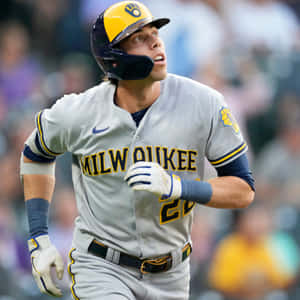Baseball Player In Action Milwaukee Uniform Wallpaper