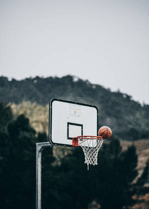 Basketball Hoop At Mountain Wallpaper