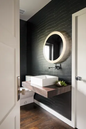 Bathroom Black Brick Walls Wallpaper