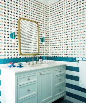 Bathroom Colorful Patterned Tiles Wallpaper