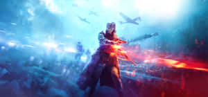 Battlefield Desktop Soldier With Planes Overhead Wallpaper