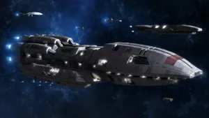 Battlestar Galactica Ships Flying Wallpaper