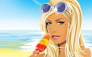 Beach Animated Girl Wallpaper