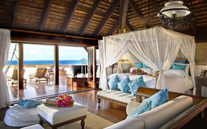 Beach House Caribbean Bedroom Wallpaper