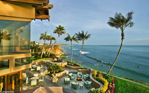 Beach House Terrace Overlooking Wallpaper