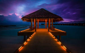 Beach Night In Cabana Maldives Wallpaper