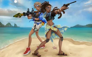 Beach Themed Fortnite Character Wallpaper