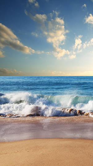 Beach With Huge Waves Wallpaper