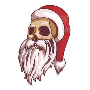 Bearded Evil Skull In Santa Hat Wallpaper