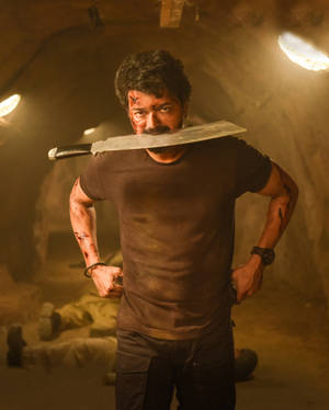 Beast Vijay With A Big Blade Wallpaper