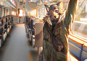 Beastars Legosi In Subway Wallpaper