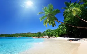 Beautiful Beach And Blue Sky Wallpaper