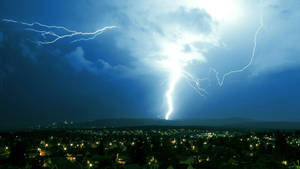 Beautiful Blue Sky With Lightning Wallpaper