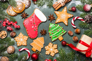 Beautiful Christmas Cookies With Icing Wallpaper