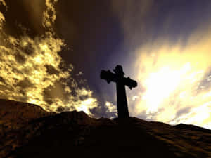 Beautiful Cross With Stunning Sky Low Angle Shot Wallpaper